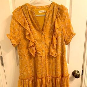 1989 Paisley Print Button Dress - Golden Rod